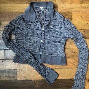 Free People, lightweight cropped sweater, dark gray, like new, small